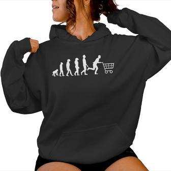 Divertido Carrito De Compras Evolution Of Man Consumerism Cuello Sudadera con capucha para mujer - Regaloses