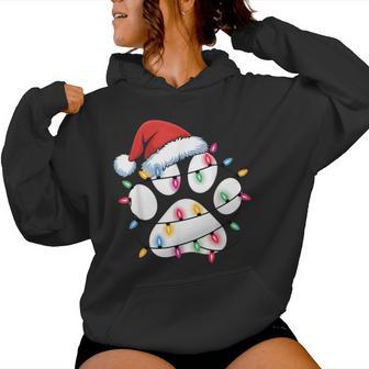 Dog Paw Print Christmas Santa Puppy Girls Women Hoodie | Seseable UK