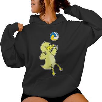 Duck Plays Volleyball Women Hoodie - Thegiftio UK