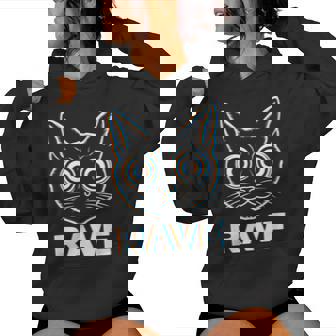 EDM Rave Cat Trippy Techno DJ Halloween Trance Raver Men Women Women's Hoodie | Mazezy