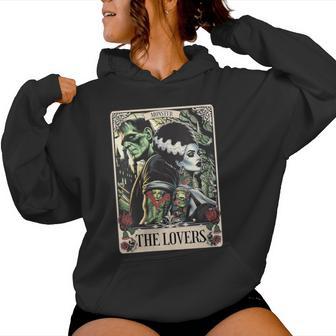 El Monstruo Frankenstein Y La Novia Los Amantes Tarot Card Cuello Sudadera con capucha para mujer - Regaloses