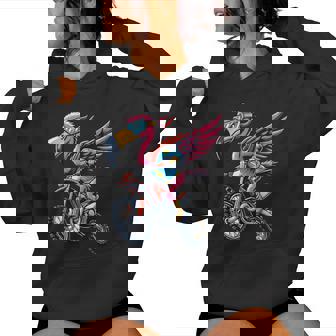 Enduro Flamingo On Motorcycle Women Hoodie | Seseable UK