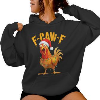 F-Caw-F Chicken Fcawf Chicken Christmas Light Santa Hat Women Hoodie - Monsterry