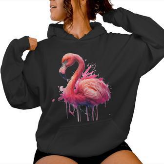 Flamingo Aquarellplash Tropft Hübsche Tiermalereiogel Kapuzenpullover für Damen - Geschenkecke