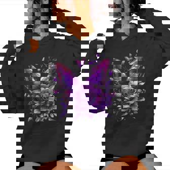 Floral Beautiful Purple Butterfly Lover Rose Flower Women Women Hoodie - Monsterry