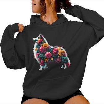 Floral Rough Collie Vintage Flowers Collie Dog Lover Women Hoodie - Thegiftio UK