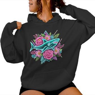 Floral Shark Girls Shark Lover Shark Enthusiast Shark Women Hoodie | Mazezy