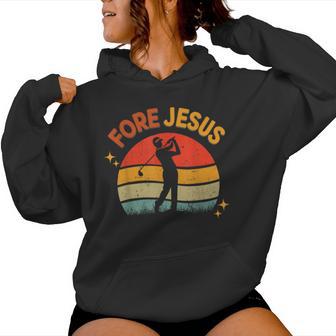 Fore Jesus Christian Golf Retro 70S Religious Golfing Men's Women Hoodie - Thegiftio UK