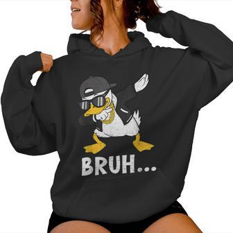 Dabbing Duck Bruh Bro Dab Meme Humor Rubber Ns Boys Women Hoodie - Monsterry