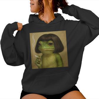 Frog Bob Haircut Smoking Meme For Women Women Hoodie - Thegiftio UK