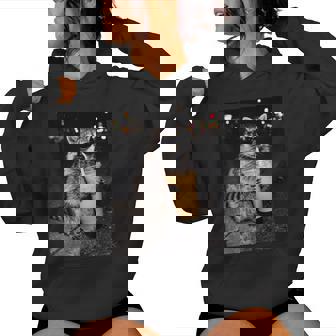 Raccoon Drinking Iced Coffee Animal Meme Graphic Women Hoodie - Monsterry