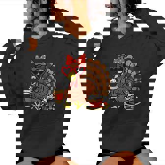 Turkey Drinking Coffee Fall Thanksgiving Costume Women Women Hoodie | Seseable CA