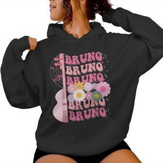Girl Retro Bruno First Name Personalized Groovy 80'S Women Hoodie - Thegiftio UK