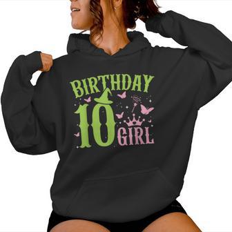 Green Pink Theme 10 Year Old Birthday Girl Witch Party Bday Women Hoodie - Thegiftio UK