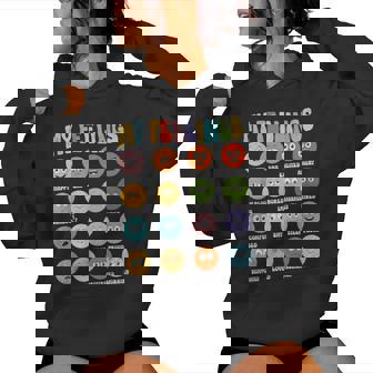 Groovy Retro My Feelings Chart Hippie Face Emotions Small Women Hoodie - Thegiftio