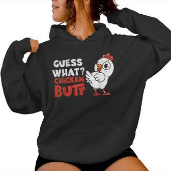 Guess What Chicken Saying Farm Humor Joke Women Women Hoodie - Monsterry