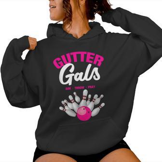 Gutter Gals Bowling Team Name Girls Women Hoodie - Thegiftio UK