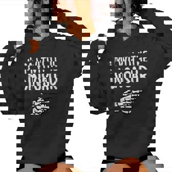 Halloween Im With Dinosaur Costume Mom Dad Women Women Hoodie - Seseable