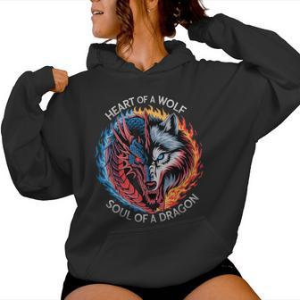 Heart Of A Wolf Soul Of A Dragon Lover Warrior Women Women Hoodie - Monsterry