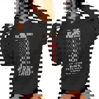 Heaven Us Flag Patriotic Christian Religious God Jesus Women Hoodie - Monsterry