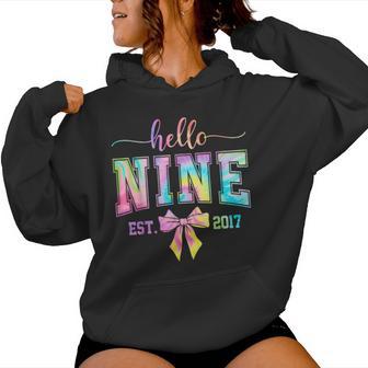 Hello Nine Est 2017 9Th Birthday Coquette 9 Year Old Girl Women Hoodie - Thegiftio UK