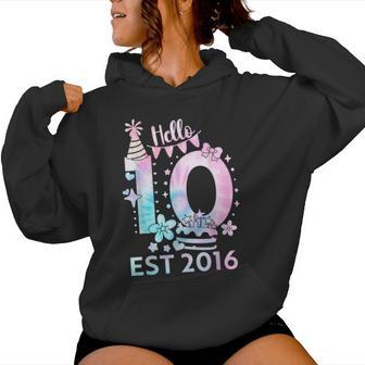 Hello Ten 2016 Cute 10Th Birthday Tie Dye 10 Year Girl Boy Women Hoodie | Mazezy