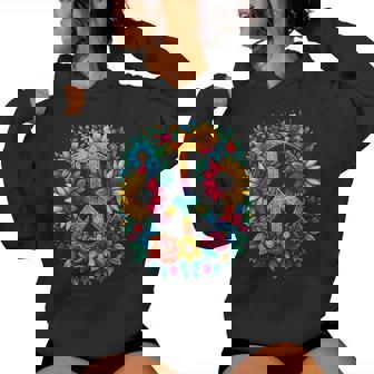 Hippie Peace Sign Flower Retro Sunflower Women Hoodie | Seseable FR