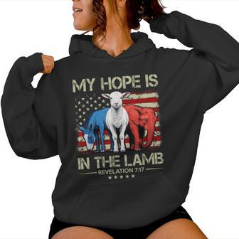 My Hope Is In The Lamb Elephant Donkey Usa Scripture Women Hoodie - Thegiftio UK