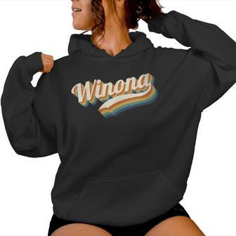 Intage Winona Nombre Personalizado Winona Cuello Sudadera con capucha para mujer - Regaloses