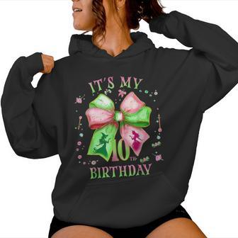 It's My 10Th Birthday Girl Witch Pink And Green 10 Year Old Women Hoodie - Thegiftio UK