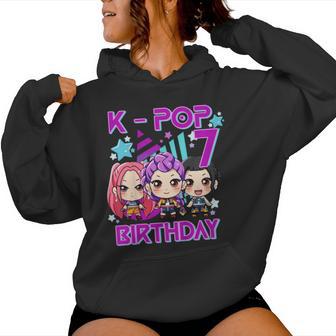 It's My 7Th Birthday Cute Chibi Kpop 7Th Birthday Girl Women Hoodie - Thegiftio UK