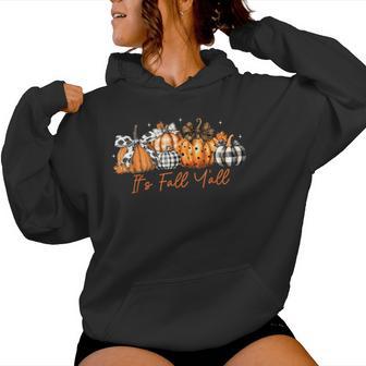 It's Fall Y'all Leopard Pumpkins Plaid Pumpkin Autumn Season Women Hoodie - Thegiftio UK
