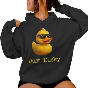 Just Ducky Rubber Yellow Duck Childish Graphic Women Hoodie - Monsterry