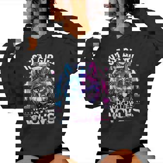 Just A Girl Who Loves Wolves Galaxy Space Wolf Women Hoodie | Mazezy
