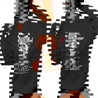 Kawaii Red Panda Bubble Tea Women Hoodie - Thegiftio