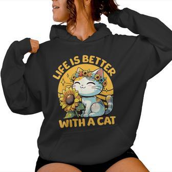 Laida Es Mejor Con Un Gato Divertido Amante De Los Gatos Es Niñas Y Es Sudadera con capucha para mujer - Regaloses
