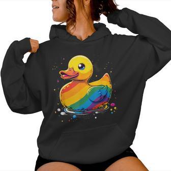 Lgbt Lgbtq Rainbow Lgbt Parade Rubber Duck Gay Pride Month Women Hoodie - Thegiftio UK