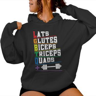 Lgbtq Lats Glutes Biceps Triceps Quads Weightlifting Rainbow Women Hoodie - Thegiftio UK