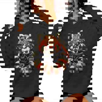 Lindo Panda Rojo Gráfico Para Es Y Niñas Boho Panda Manga Larga Sudadera con capucha para mujer - Regaloses