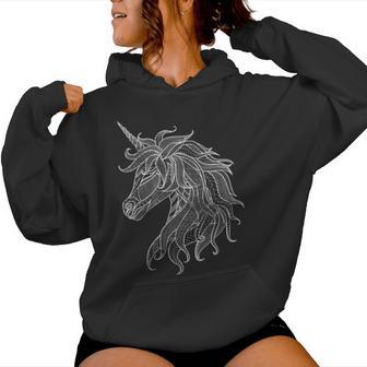 Lindos Unicornios Con Diseño De Mandala Y Unicornios A Juego Con La Manga Larga Sudadera con capucha para mujer - Regaloses