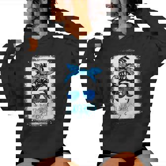 Lions Retro Messy Bun Blue Coquette Women Hoodie | Seseable CA