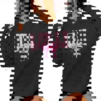 Lolli Floral Toile Pink Water Color Coquette Bow Women Hoodie - Monsterry