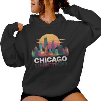 I Love Chicago Skyline Chicago City Tie Dye Chicago Women Hoodie - Thegiftio