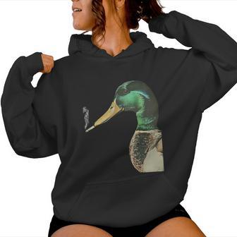 Mallard Smoking Cigarette Meme Mallard Duck Hunting Women Hoodie | Mazezy