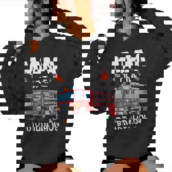 Mama Of The Birthday Boy Fire Truck Firefighter Mom Bday Women Hoodie - Monsterry