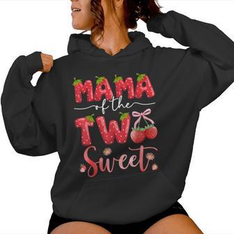Mama Of The Two Sweet 2Nd Birthday Girl Strawberry Women Hoodie - Monsterry