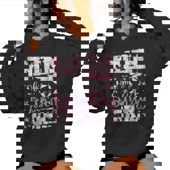 Mom Of The Birthday Girl Pink Bow Flower Birthday Girl Women Hoodie - Monsterry