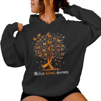 Multiple Sclerosis Awareness Butterfly Orange Ribbon Womens Women Hoodie - Thegiftio UK