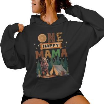 One Happy Mama Camper 1St Birthday Camping Bear Women Hoodie - Monsterry