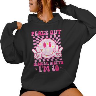 Peace Single Digits I'm 10 Smile Face For Birthday Girls Women Hoodie - Thegiftio UK